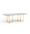 MARINA - Table à manger en céramique et pieds dorés - L 200