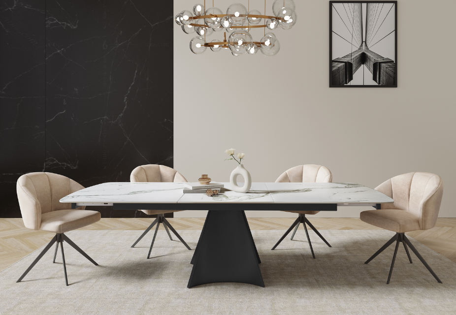Table à manger extensible en bois et céramique 160-200x90cm