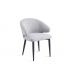 OPERA - Lot de 2 fauteuils de table en tissu chiné gris clair et pieds noirs