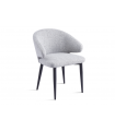OPERA - Lot de 2 fauteuils de table en tissu chiné gris clair et pieds noirs