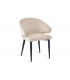OPERA - Lot de 2 fauteuils de table en velours crème et pieds noirs