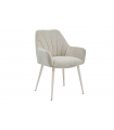 SAMANTHA - Lot de 2 fauteuils en tissu chenille et pieds blancs