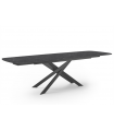 KALINDA - Table à manger extensible en céramique anthracite et pieds noirs L 180 / 260