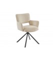SIMA - Lot de 2 fauteuils de table pivotants en velours côtelé crème et pieds noirs