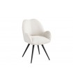 NORA - Lot de 2 fauteuils de table en tissu chenille et pieds noirs