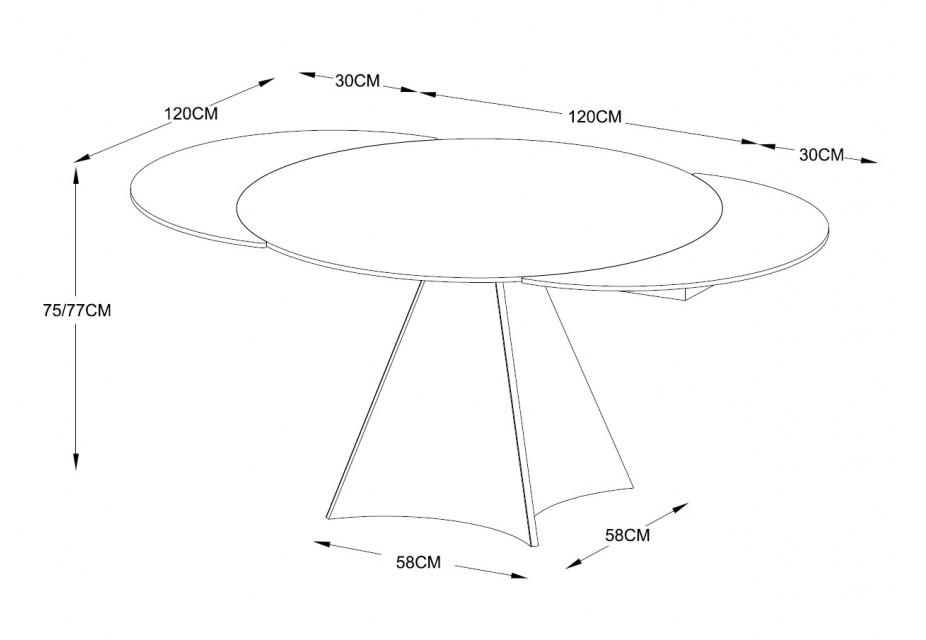 SOPHIA - Table ronde extensible en céramique marbrée beige et pied noir L120/180