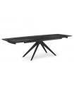 JANNA - Table à manger extensible en verre bullé et pieds noirs - L 180 / 260