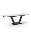 ARYA - Table extensible en céramique mabree beige et pied noir - L 180 / 260