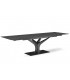 AURORA - Table extensible en céramique anthracite et pied noir - L 180 / 280