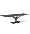 AURORA - Table extensible en céramique anthracite et pied noir - L 180 / 280