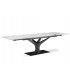 AURORA - Table extensible en céramique blanche effet marbre et pied noir - L 180 / 280