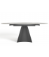 SOPHIA - Table ronde extensible en céramique marbrée beige et pied noir L120/180