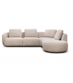 MILO - Canapé d'angle droit arrondi en tissu texturé beige