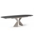 MELINA - Table extensible en céramique effet marbre et pieds taupe - L 180 / 260
