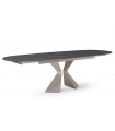 MELINA - Table extensible en céramique effet marbre et pieds taupe - L 180 / 260