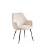 ALICE - Lot de 2 fauteuils de table velours crème et pieds noirs