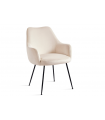 ALICE - Lot de 2 fauteuils de table velours crème et pieds noirs