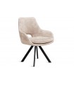 KLEA - Lot de 2 fauteuils de table pivotants velours crème vintage et pieds noirs