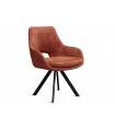 KLEA - Lot de 2 fauteuils de table pivotants velours terre vintage et pieds noirs
