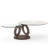 LEAH - Table basse pivotante avec céramique effet marbre et base marroné
