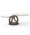LEAH - Table basse pivotante avec céramique effet marbre et base marroné
