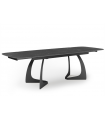 ADRIA - Table à manger extensible en céramique anthracite et pieds noirs - L 180 / 260