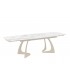 ADRIA - Table à manger extensible en céramique effet marbre et pieds beiges - L 180 / 260