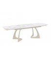 ADRIA - Table à manger extensible en céramique effet marbre et pieds beiges - L 180 / 260