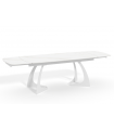ADRIA - Table à manger extensible en céramique effet marbre et pieds blancs - L 180 / 260