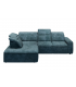 ALESSANDRO - Canapé d'angle gauche relax en velours bleu vintage