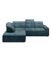 ALESSANDRO - Canapé d'angle gauche relax en velours bleu vintage