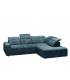 ALESSANDRO - Canapé d'angle droit relax en velours bleu vintage
