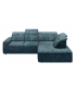 ALESSANDRO - Canapé d'angle droit relax en velours bleu vintage