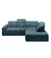 ALESSANDRO - Canapé d'angle droit relax en velours bleu vintage