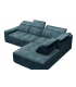 ALESSANDRO - Canapé d'angle droit relax en velours bleu vintage