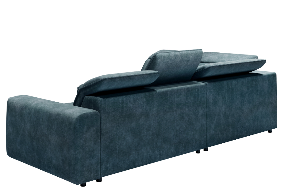 ALESSANDRO - Canapé d'angle droit relax en velours bleu vintage