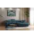 ALESSANDRO - Canapé d'angle droit relax en velours bleu vintage