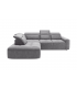 ALESSANDRO - Canapé d'angle gauche relax en velours gris clair vintage