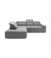 ALESSANDRO - Canapé d'angle gauche relax en velours gris clair vintage