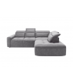 ALESSANDRO - Canapé d'angle droit relax en velours gris clair vintage