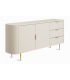 ALONZO - Buffet 2 portes et 3 tiroirs - Beige mat et pieds dorés