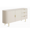 ALONZO - Buffet 2 portes et 3 tiroirs - Beige mat et pieds dorés