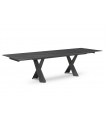 ALYNA - Table à manger extensible en céramique Noirs et pieds noirs - L 200 / 300