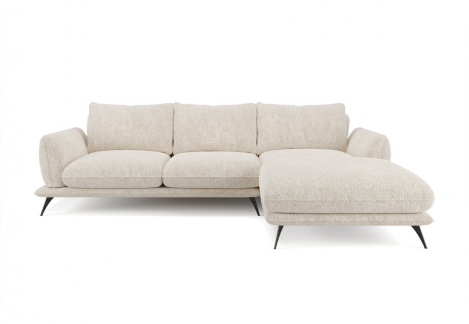 ANGELO - Canapé d'angle droit tissu chenille