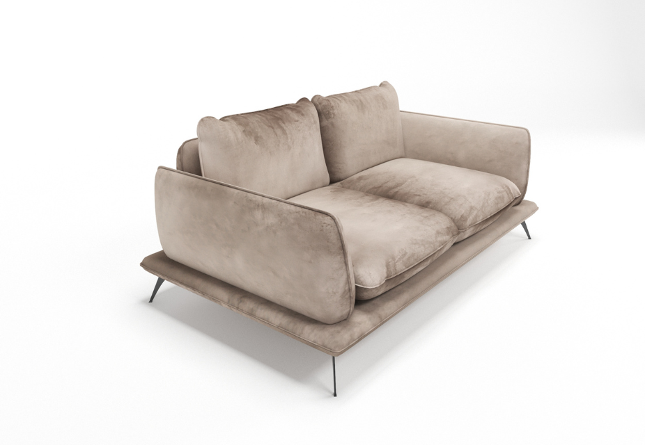 ANGELO - Canapé 2 places velours brillant beige