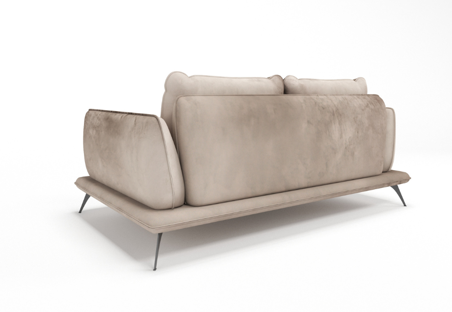 ANGELO - Canapé 2 places velours brillant beige