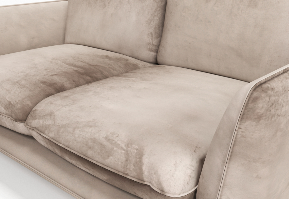 ANGELO - Canapé 2 places velours brillant beige
