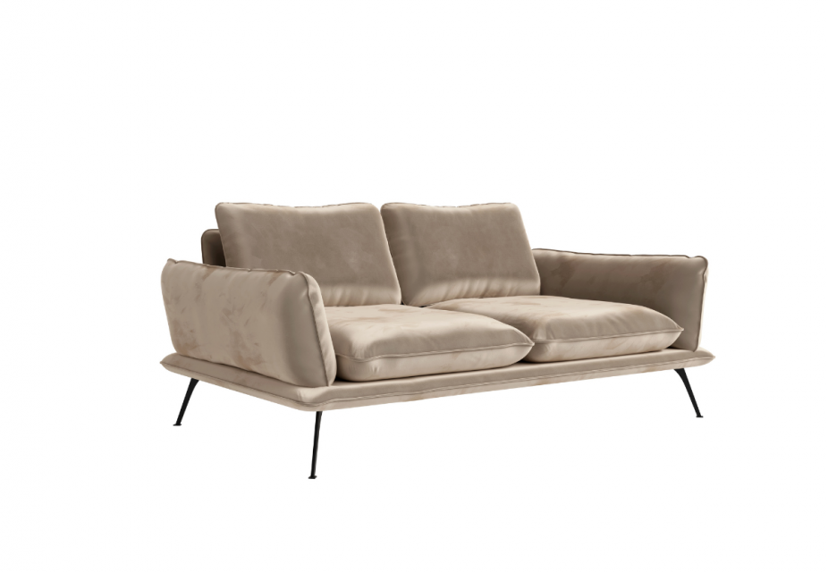 ANGELO - Canapé 2 places velours brillant beige