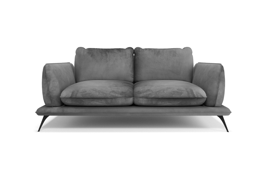 ANGELO - Canapé 2 places velours brillant gris