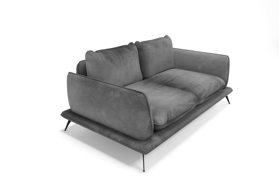ANGELO - Canapé 2 places velours brillant gris